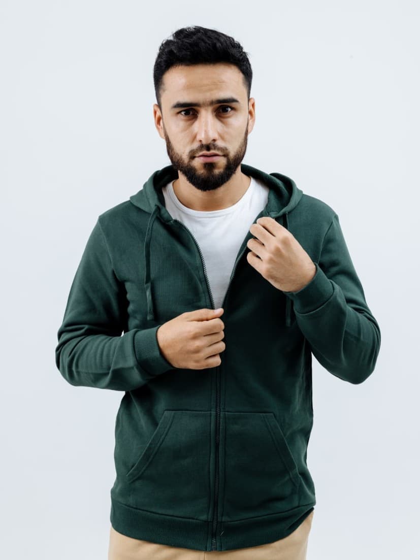Green Zipped Hoodie - image - 00